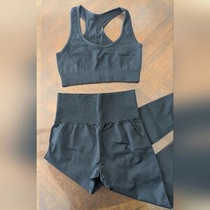 Black Sports Bra and Athletic Pants Set